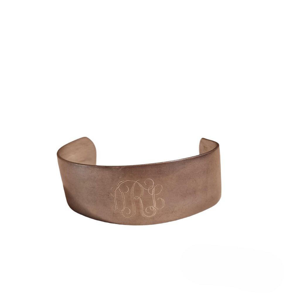 Pewter Monogrammed Cuff Bracelet VTG